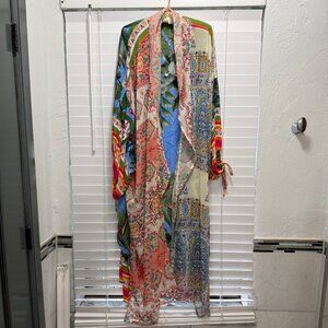 GiGio Women's Open Front paisley and floral Kimono; Size L